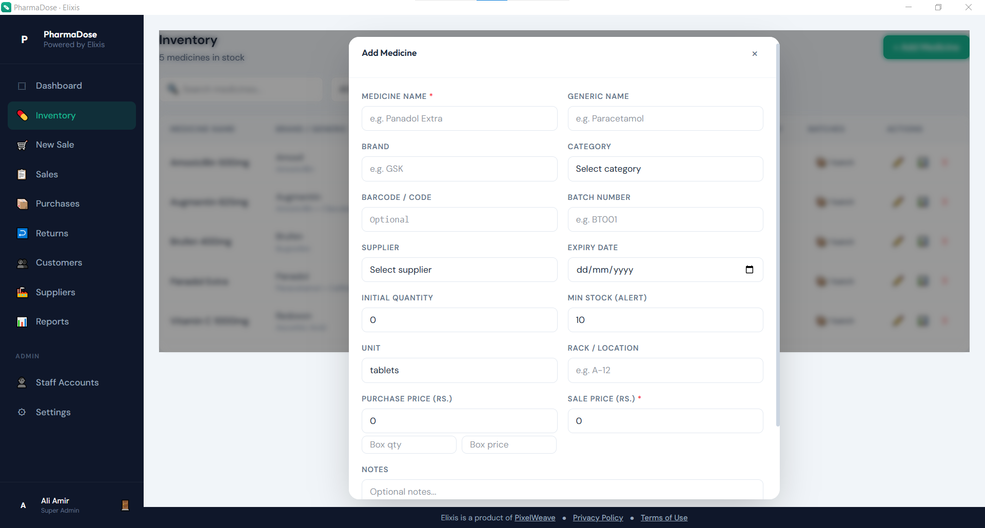 Add medicine screen